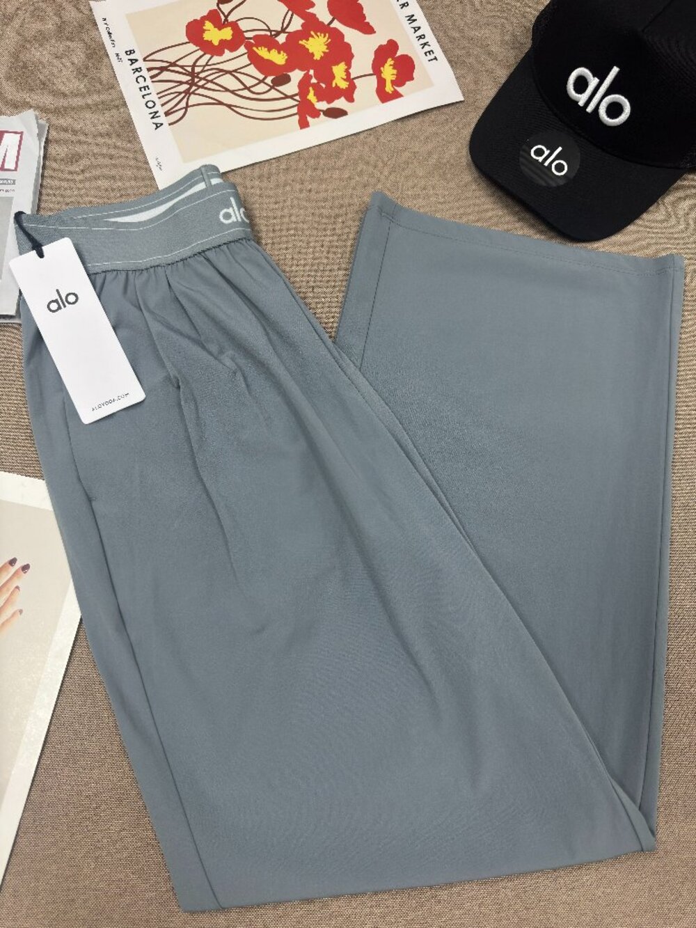 NWT🍯ALO Yoga Suit Up Trouser Steel Grey🚴(Regular 30 inches)Wide Leg Athleisure - Picture 5 of 8